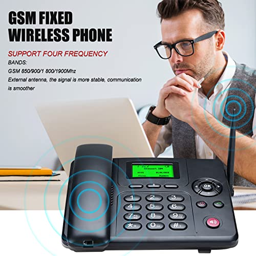 Lychee Quadband GSM Tischtelefon - Dual-SIM, Unterstützung für mehrere Sprachen(Einschließlich Deutsch),Großes Display mit Hintergrundbeleuchtung, Radiofunktion