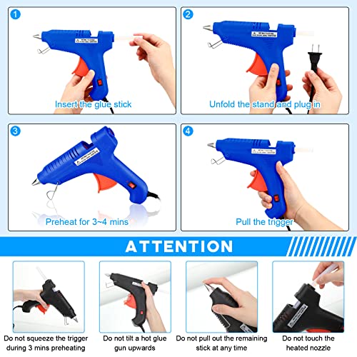 4 Pieces 100w Full Size Hot Glue Gun Heavy Duty Hot Glue Gun Kit for DIY Crafts Projects Home Repair(Blue) - Image 3