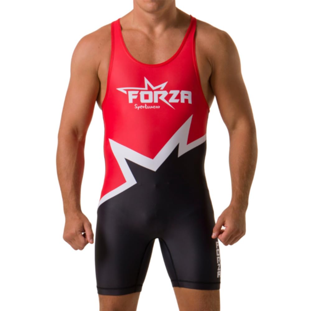 HEARTTOUCH Men's Body Wrestling Singlets Athletic Supporters Sports Bodysuit One Piece Sleeveless Undershirt Boxer Briefs Jersey Leotard Jumpsuits Sportwear, Red and black, XXL — image 1