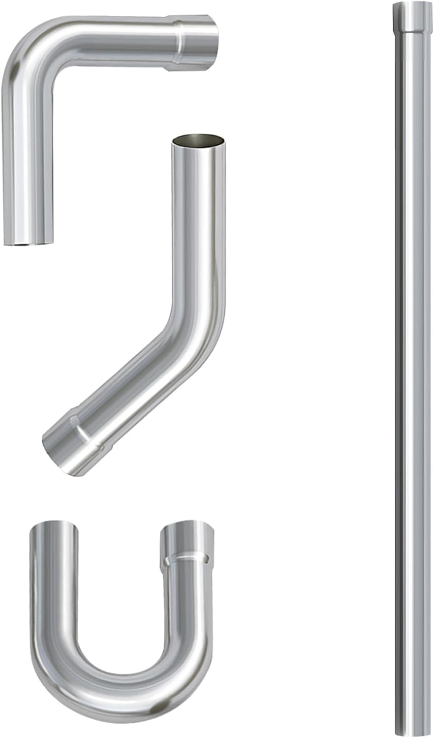 A-KARCK Stainless Steel Mandrel Bends 4 Pcs, 3 Inches 304 Stainless Steel Exhaust Pipe DIY Custom Exhaust Tubing Pipe Straight & U-Bend Kit, Universal Fit