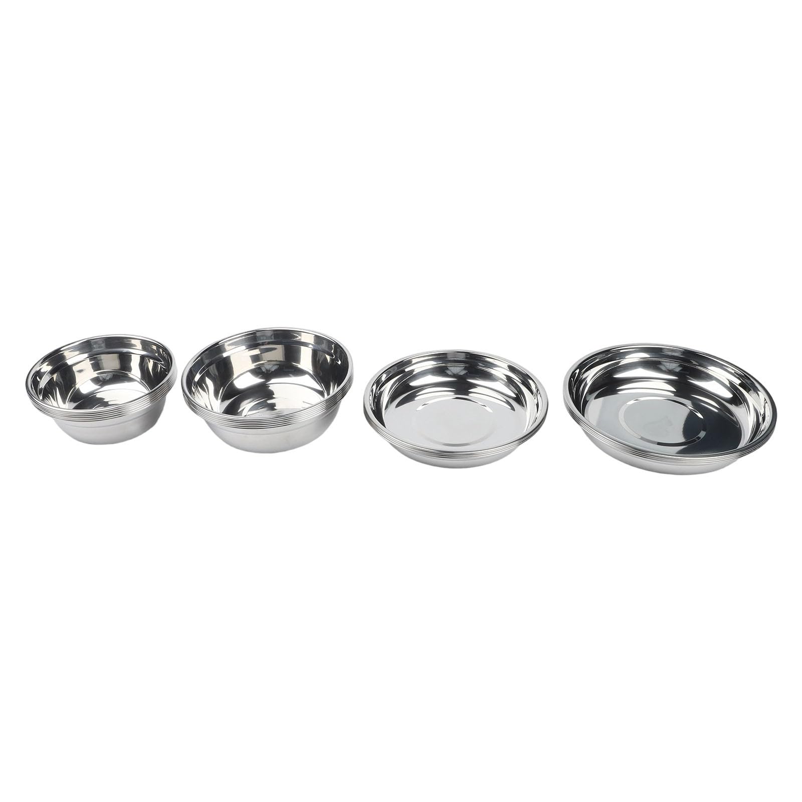 20 Stück Edelstahl Camping Teller Set, 304 SUS Leichte Schüsseln und Geschirr für Outdoor Picknick BBQ Tragbares Stapelbares Besteck Kit mit Aufbewahrungstasche