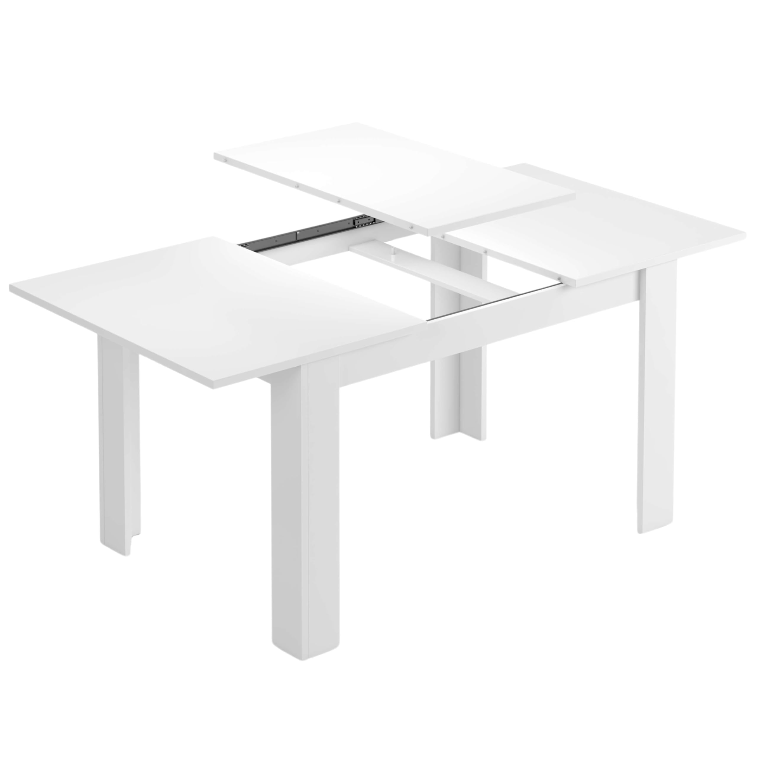 Habitdesign Mesa de Comedor Extensible Kendra, Acabado Blanco Brillo