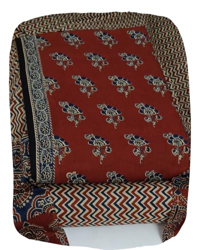Image of DRAVINAM Trends Women's Premium Cambric Cotton Jaipuri Printed Unstitched Salwar Suit Dress Material with Mulmul Cotton Dupatta
