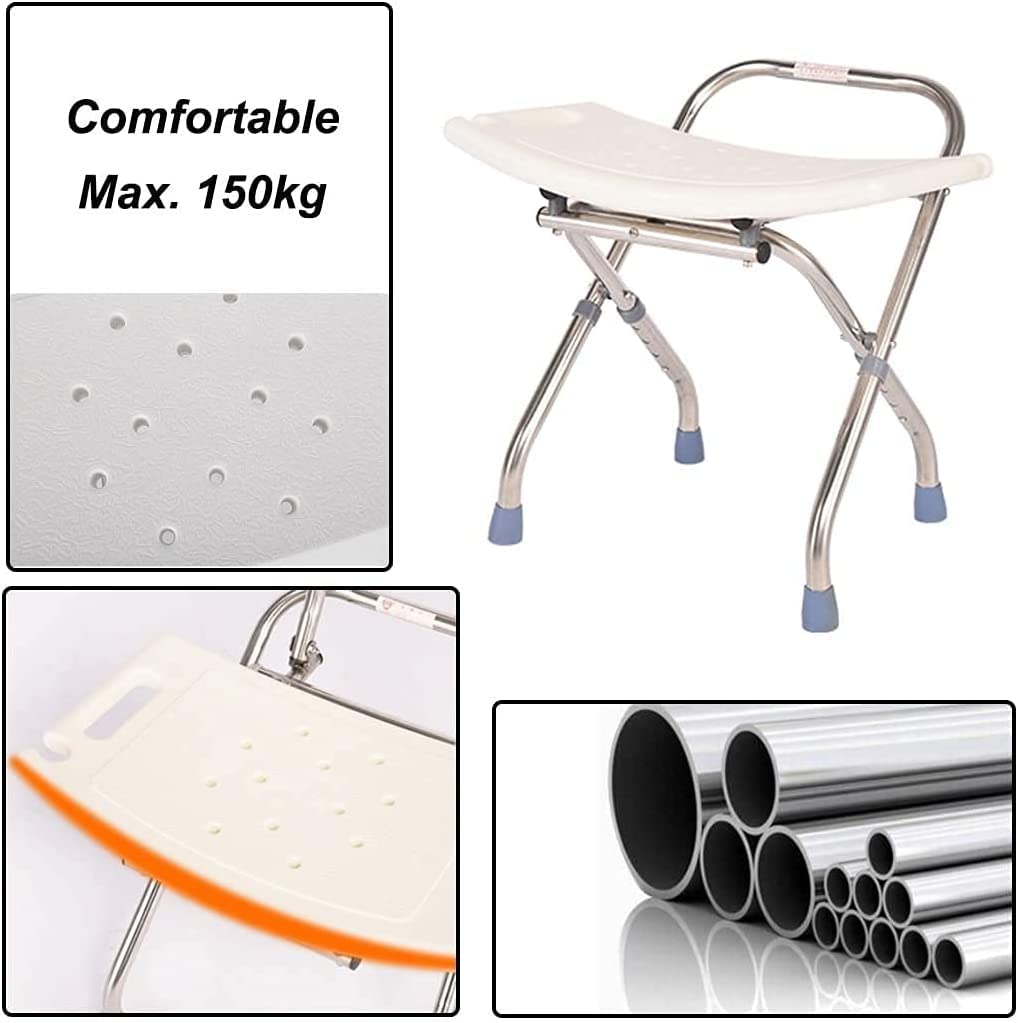 Banco de baño Plegable, Asiento de bañera para Personas Mayores, Altura Ajustable, Antideslizante, Silla de Ducha, Taburete Plegable de Seguridad para Ducha.