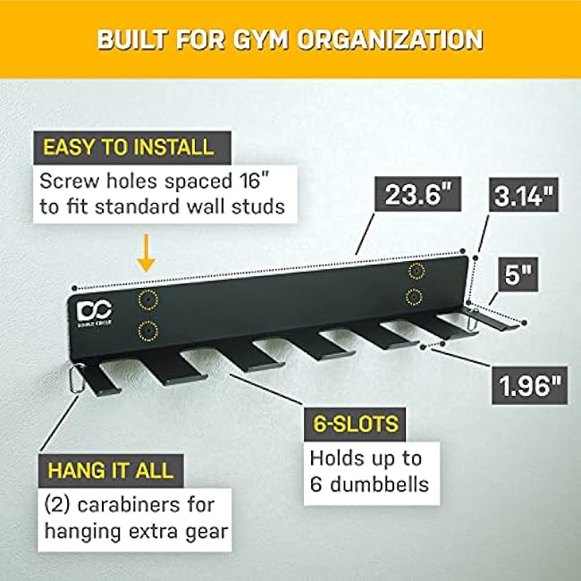 Double Circle Gym Rack Organizer, Multi-Purpose Workout Gear Wall Rack Hanger for Home and Pro Gym Storage for Exercise Bands, Jump Ropes, Chains, Lifting Belts