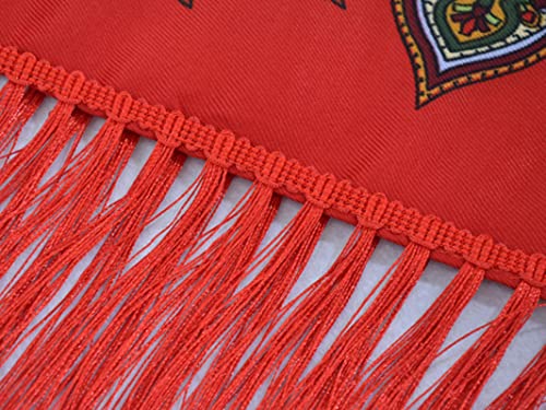 Russian Babushka Women's Scarf Shawl Wrap Oversized Traditional Retro Ukraine Style Printed tassels Square Scarfs（53inx53in)4