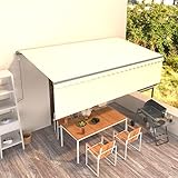 Festnight Toldo Motorizado 5 x 3 m con Persiana, Toldo Eléctrico y Manual Retráctil,Toldo Articulado Eléctrico con Mando a Distancia, para Terraza, Jardín Crema