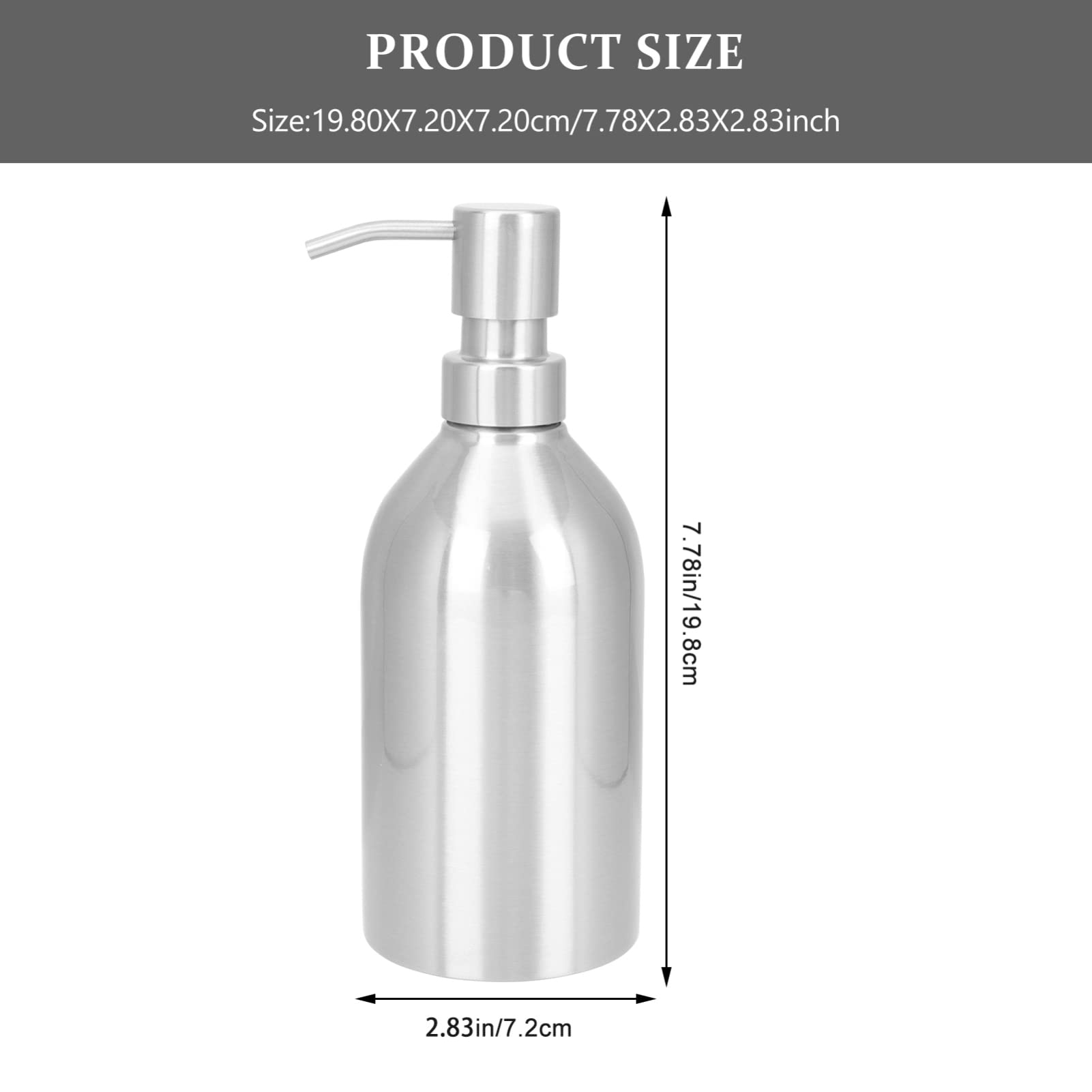 PRETYZOOM Elegant Home Decor Stainless Steel Soap Pump Refillable Shampoo Shower Gel Bottles Hand Soap Dispenser