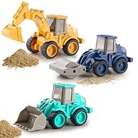 Lotvic 3 Stück Sandspielzeug Bagger Sandkasten, Bagger Spielzeug, Baufahrzeuge Spielzeugs mit Trägheit, Mini Traktor Bulldozer Diecast Vehicle,Sandkasten Spielzeugs Geschenk für Kinder ab 3 4 5 6 Jahr