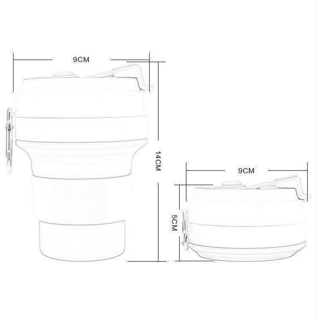 Klappbarer Wasserbecher, Silikon Tragbar Mini Outdoor-Reisen Hohe Temperaturbeständigkeit Mit Strohhalm 350ml (6 Farben)