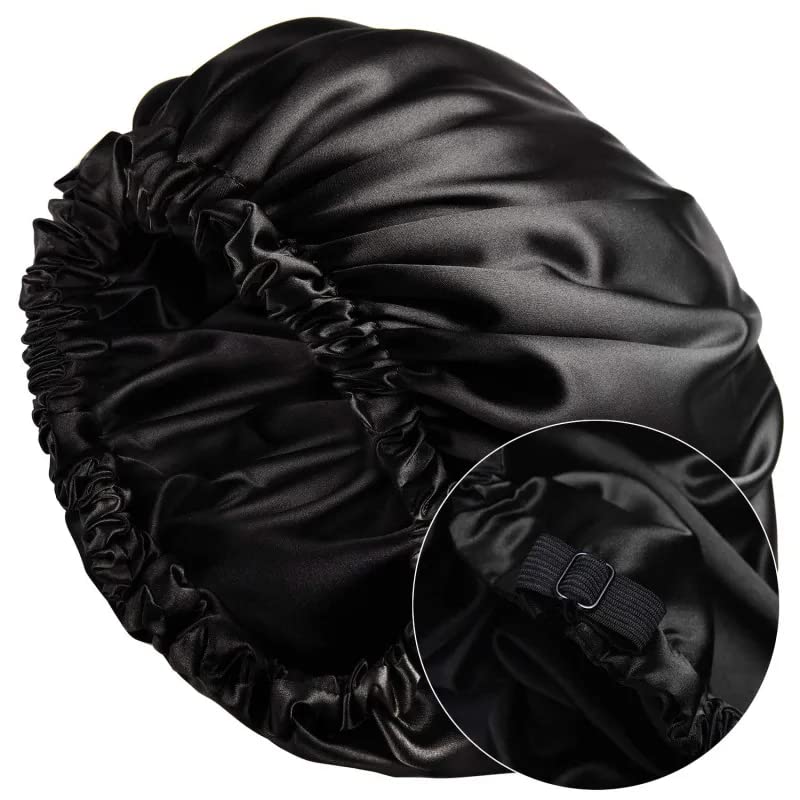 NKV FASHIONSatin Bonnet Silk Bonnet Hair Bonnet for Sleeping Satin Cap Extra Large Reversible for Women Curly Natural Hair, with Soft Scrunchies.