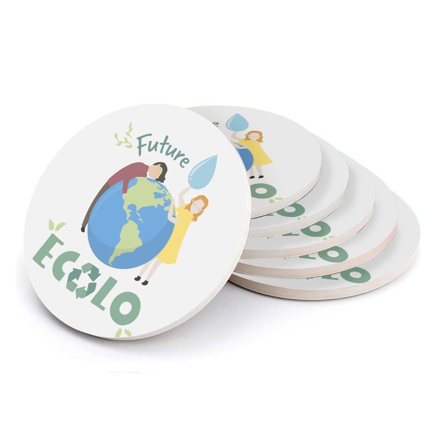 Sous-verres ronds en céramique coffret cadeau écoresponsable