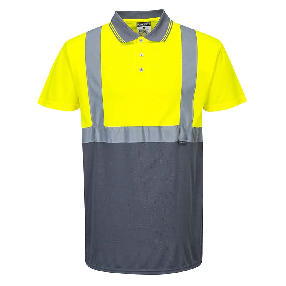 Portwest Hi-Vis 2-Tone Polo Shirt Yellow/Grey 2XL Colour: Yellow/Grey,