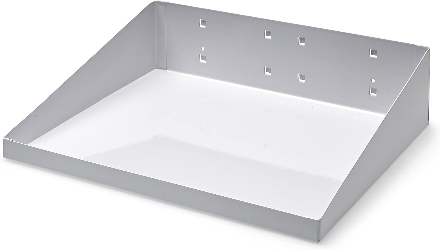 Triton Products (56120-WHT) 12 In. W x 10 In. D White Epoxy Powder Coated LocBoard Steel Shelf with 6 Holes for Garment Hangers