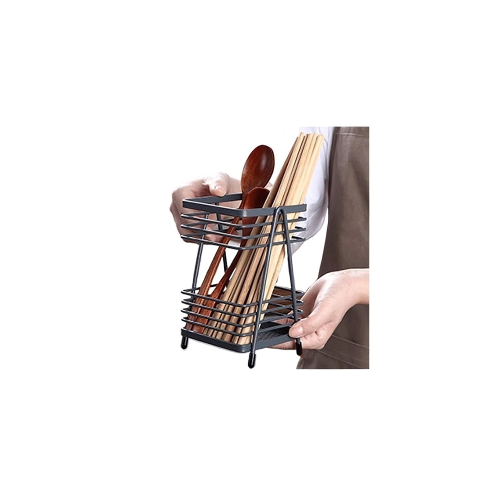 FGJsfhrDTU Cutlery drainer, Iron Kitchen Utensils Chopsticks Household Drying Rack Simple Basket(Black)