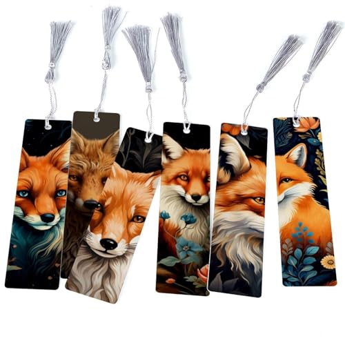 Marque-pages motif renard lot de 6 avec pompon pour livre et agenda
