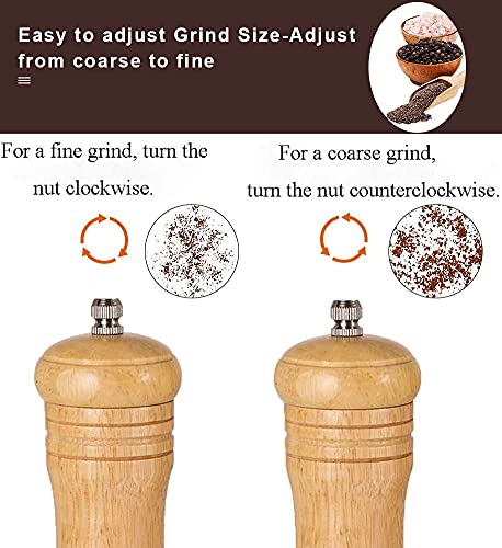 Haomacro Salt And Pepper Grinder Set, Wood Pepper Mills,Wooden Salt Grinders Refillable Manual Pepper Ginder With Acrylic Visible Window,Ceramic Grinding Core- 6.5 Inches–Pack Of 2 #TOP5