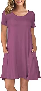 Vestido casual de manga corta con cuello redondo y color liso para mujer, color negro
