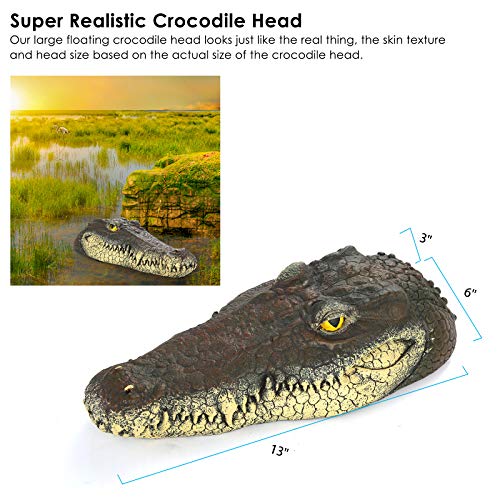 Soonhua Pond Floating Fake Alligator Head Decoy, Crocodile Head Float For Pool Deterrent Ducks, Outdoor Koi Fish Pond Accessories, Gator Decoration For Garden Water Protection #TOP5