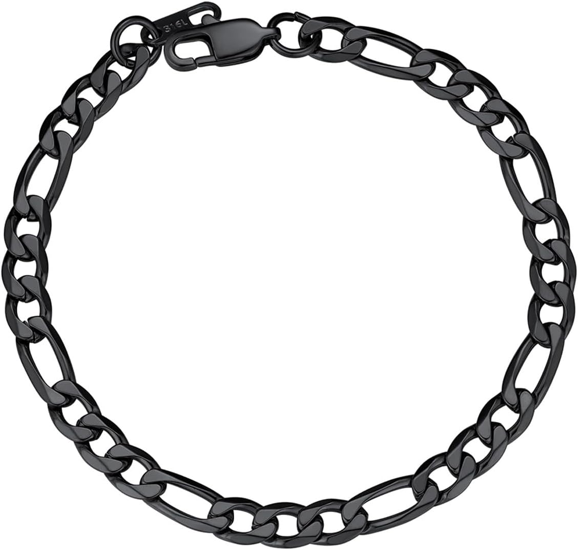 Braccialetto Catena Figaro PROSTEEL 3 In 1 - Uomo/Donna In Acciaio Inox Argento 6/9/13mm