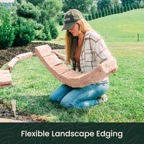 Beuta Landscape Edging | Garden Edging Border | Faux Stone Blocks for Lawn Edging, Flower Beds & Yard Edging – 1 Pack | Each Section Has 6 Blocks 48" L x 4" W x 6.5" H | 2 Spikes | Sandstone - Thumbnail 2