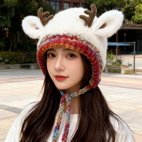 Chapeau de Noël tricoté coupe-vent doux et chaud pour femme