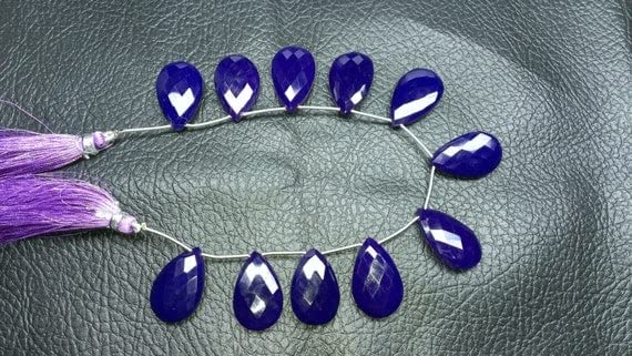 Chalcédoine violette perles briolette 15x25mm pour loisirs créatifs