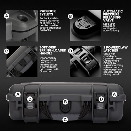 Image of NANUK 910 Empty Waterproof Hard Case - 14.3 inch x 11.1 inch x 4.7 inch, Protective Case for Gear - Impact-Resistant, Dustproof, Airline Carry-On Approved - Made in Canada, Graphite
