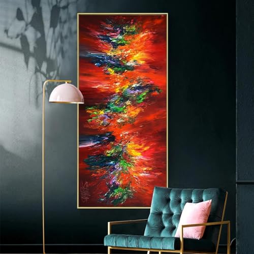 Affiches sur toile salon grand format décoration murale moderne rouge dorée