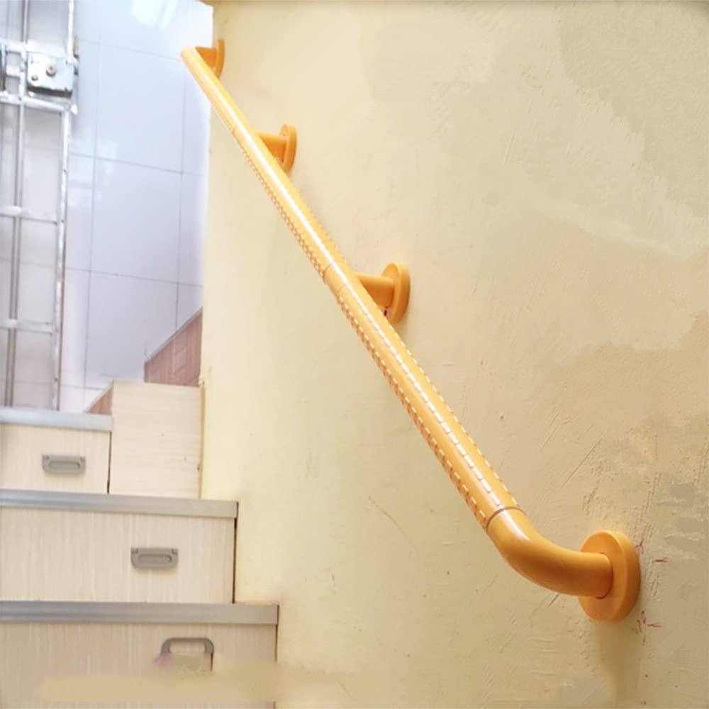 3m / 2m / 1m Barandilla De Escalera Pasamanos De Pared PVC Barandilla Montada De Acero Inoxidable Pasamanos De Escalera De Tubo Amarillo Barandilla De Seguridad Baños (Size : 150cm)