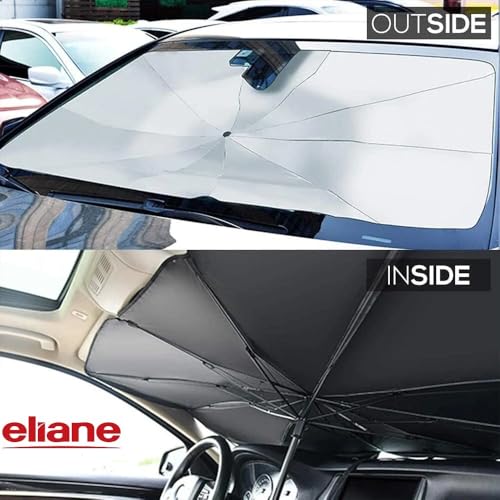 Image of Eliane Car Sun Shade Windshield Cover - Foldable Umbrella Sun Shade for Car Front Window, Sun Protection & Heat Insulation, Carbrella, Full Cover for Most Vehicles