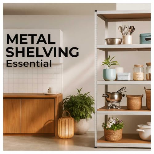 Miniatura 5 de Ociodual Estanteria Metalica Blanca Essential, Estanteria Almacenaje Trastero, 180x90x40cm, Estante Cocina, Estanterias Almacenaje Trastero, Estanterias Metalicas Sin Tornillos