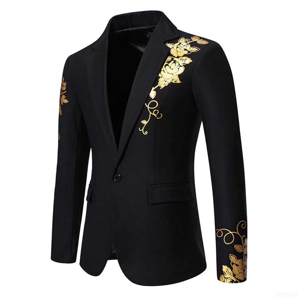 Elegante giacca da uomo con motivo cachemire floreale, color oro bronzato, per abiti da matrimonio