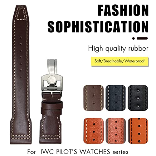 Bracelet montre en cuir véritable 20mm IWC Hamilton agate or