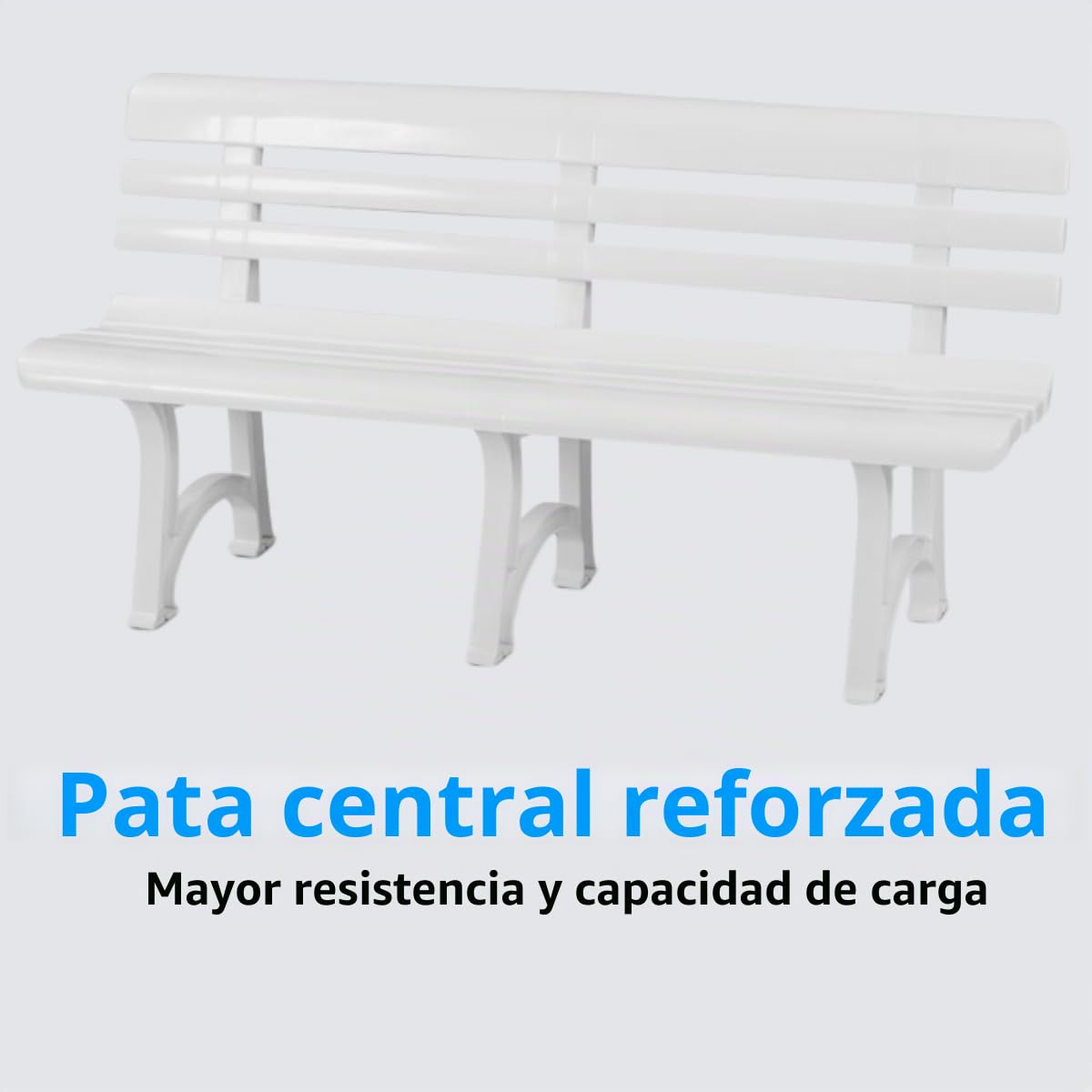Tomaino - Banco de jardín de plástico resistente de 4 plazas para exteriores, para balcón, terraza, color blanco