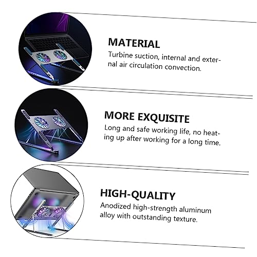 Base para laptop con ventilador y soporte ajustable de aluminio miniatura 6