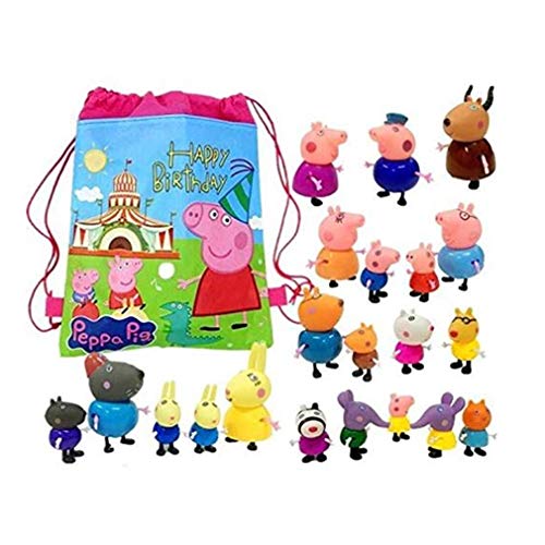 AM ANNA 25PCS Cartoon Peppa Pig Friends Toys Soft Head for Kids G...