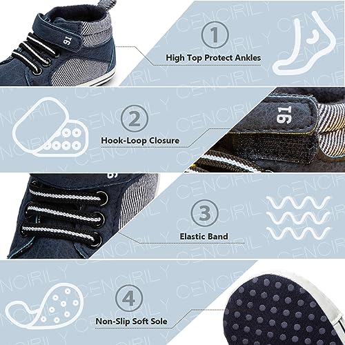 Image of CENCIRILY Baby Boys Girls High Top Sneakers Soft Soles Anti Skid Infant Ankle Shoes Toddler Prewalker First Walking Crib Shoes