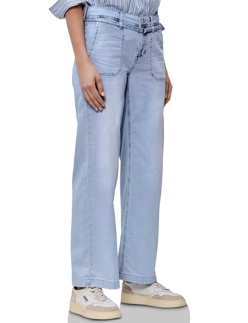 Street One Damen Wide Leg Jeans im Bleached-Look 3817547