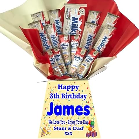 Personalised Chocolate Hamper Bouquet with MILKY BAR Cover