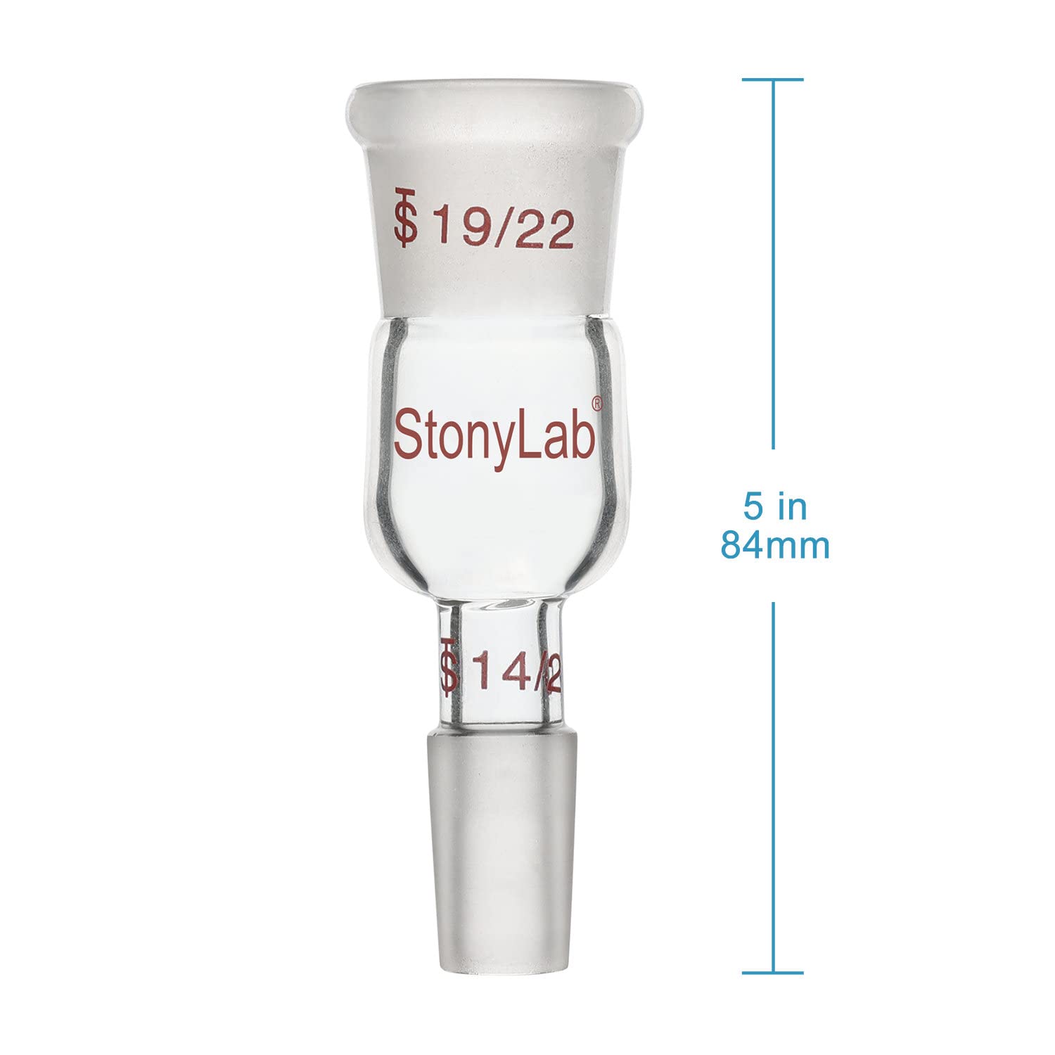 stonylab Borosilicate Glass Connecting Adapter, 19/22 Outer to 14/20 Inner Joint Reducing Connecting Adapter for Laboratory — Amazon image 2