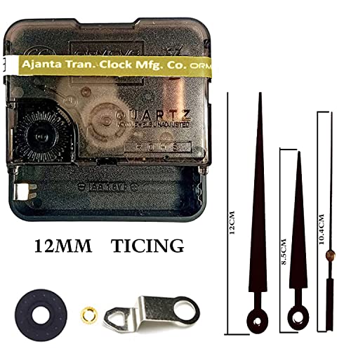 Image of QEWINOX Combo of Ajanta Mfg. Battery Operated Plastic Ticking Wall Clock Movement Machine with Hands (Made in India 100%) (Black 2)