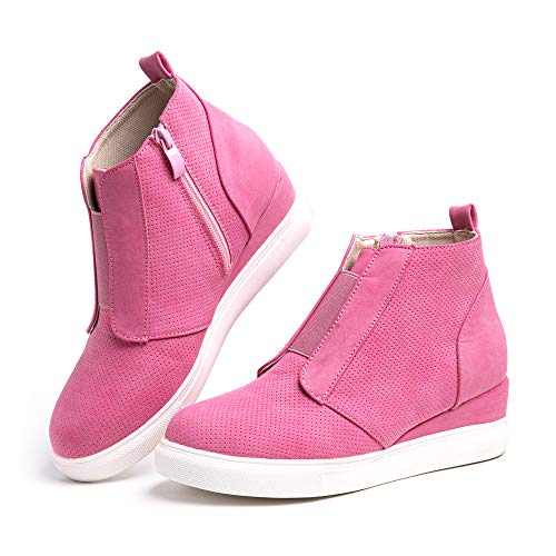 Zapatillas Mujer Cuña Sneakers Plataforma Zapatos Altas Cremallera Botín Respirable Casual Comodas...