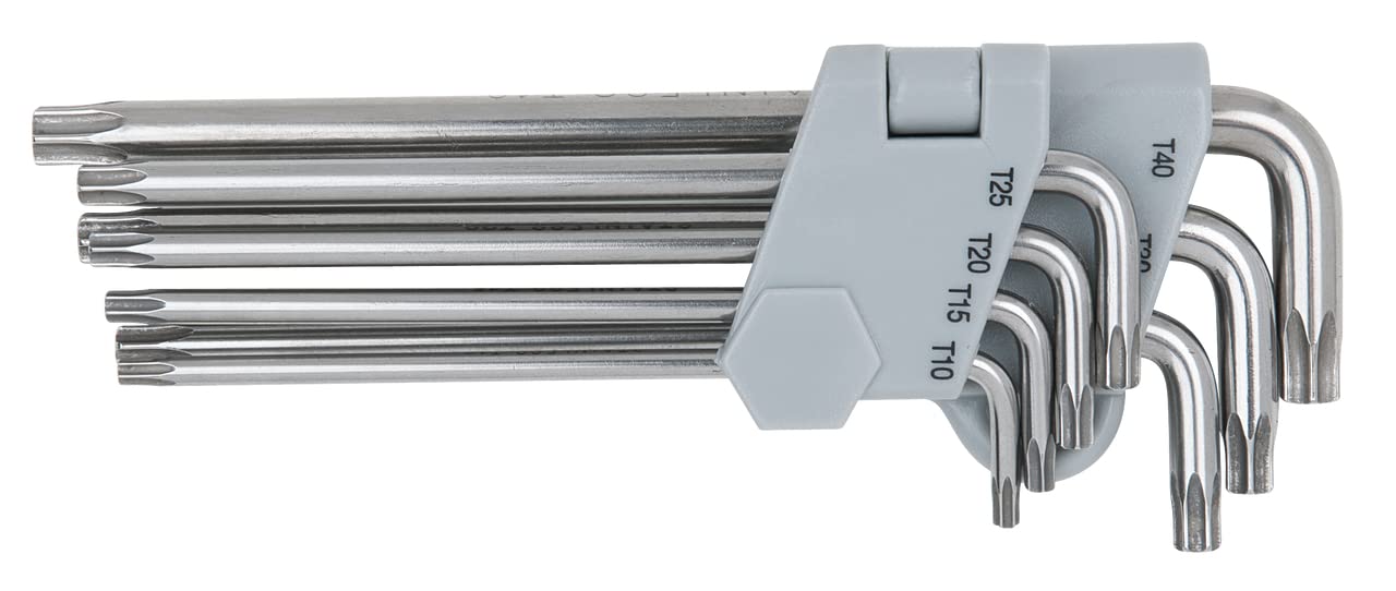 KS TOOLS Clés mâles coudées Torx EDELSTAHLavec alésage, longues, 7 pces