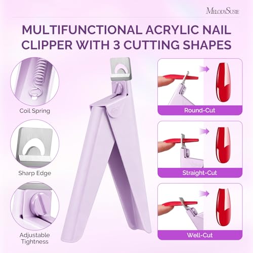 Image of MelodySusie 4 in 1 Stainless Steel Acrylic Nail Tool Kit, Purple