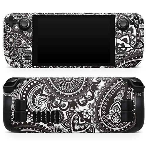 Design Skinz - Compatible with Steam Deck - Skin Decal Protective Scratch-Resistant Removable Vinyl Wrap Cover - Black & White Pasiley Pattern