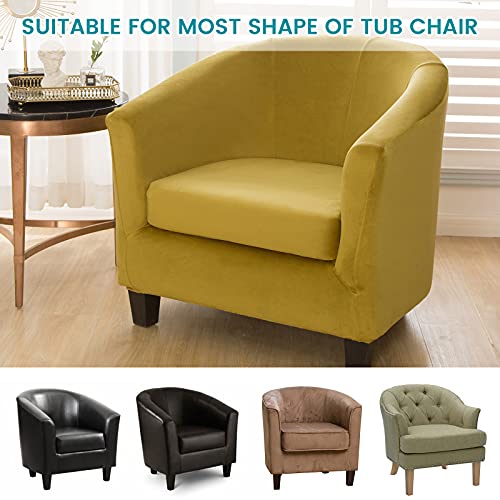 Cjc Velvet Club Chair Slipcover,Stretch Tub Chair Cover Barrel Chair Slipcover Armchair Sofa Cover Removable Elastic Furniture Protector,2-Piece Arm Chair Covers For Living Room(V-Grass Green,1Pc) #TOP4
