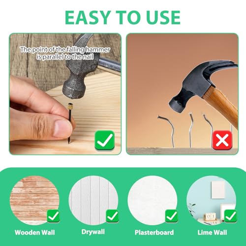 Image of 120Pcs Wall Nails for Hanging Pictures, 3 Sizes Decorative Picture Hanging Nails Kit Photo Frame Hangers, Black Steel Pins & Brass Head Pictures Hanging Hardware for Drywall Painting Home Decor