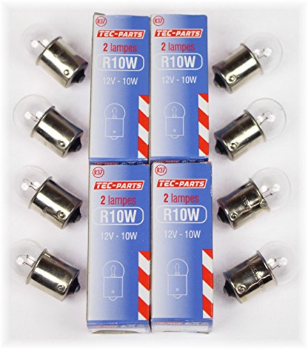 Tec-PARTS 12932 TEC-PARTS BA15S G18,5 - Juego de 8 bombillas R10W 12 V 10 W