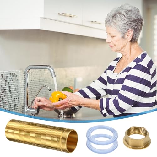 Wasserhahn Verlängerte Hohe, M30*10cm Kontermutter Kit, Verlängerung Gewinderohr Wasserhahnverlängerung mit Gewinderohr Schaftmuttern Wasserhahnverlängerung, Nippel-Sicherungsmutter Kit